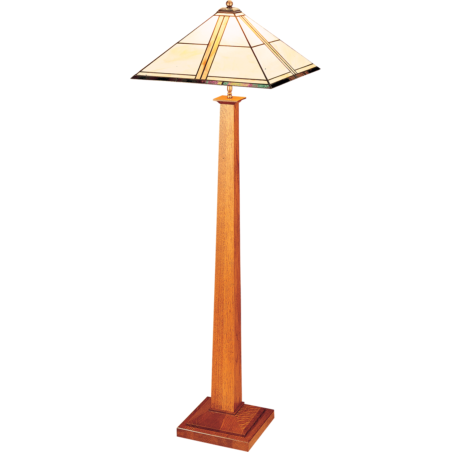 Square Base Floor Lamp With Art Glass Shade